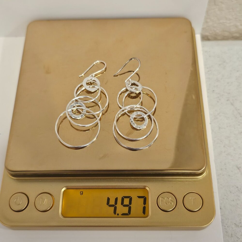 Ippolita Sterling Silver Interlocking Circle Multi Ring Hammered Drop Earrings - Picture 11 of 11